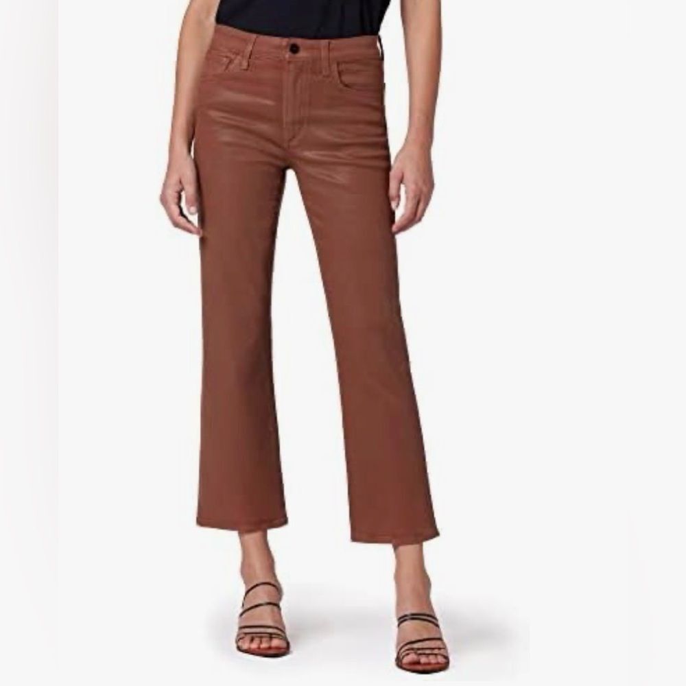 Joe's The Callie High Rise Cropped Boot Metallic Brown Coated Jeans Size 26